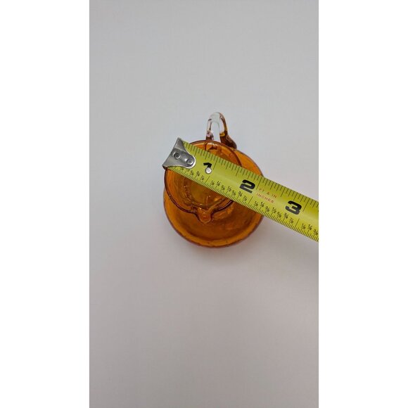 Orange Crackle Glass Pitcher Clear Handle Decorative Vase Glass Home Decor - Picture 3 of 8